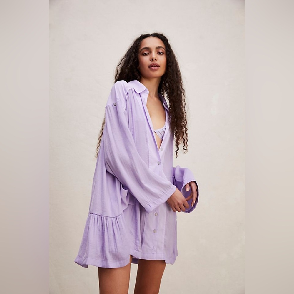 Free People Lavender Mini Shirt Dress